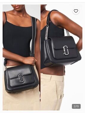 Marc Jacobs The J Marc Chain Satchel Black Silver Leather Shoulder Crossbody Bag